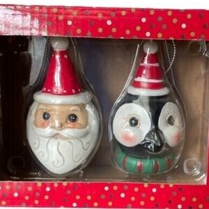 NWT Retired Johanna Parker Penguin & Santa Ornaments